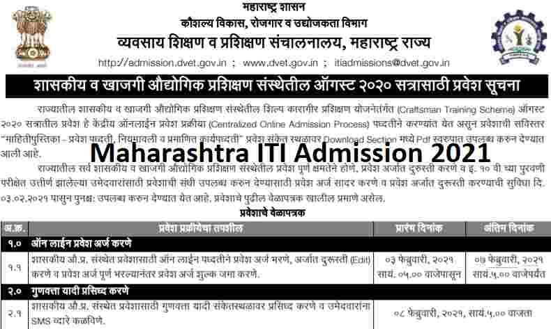 Maharashtra ITI Admission 2021 Online